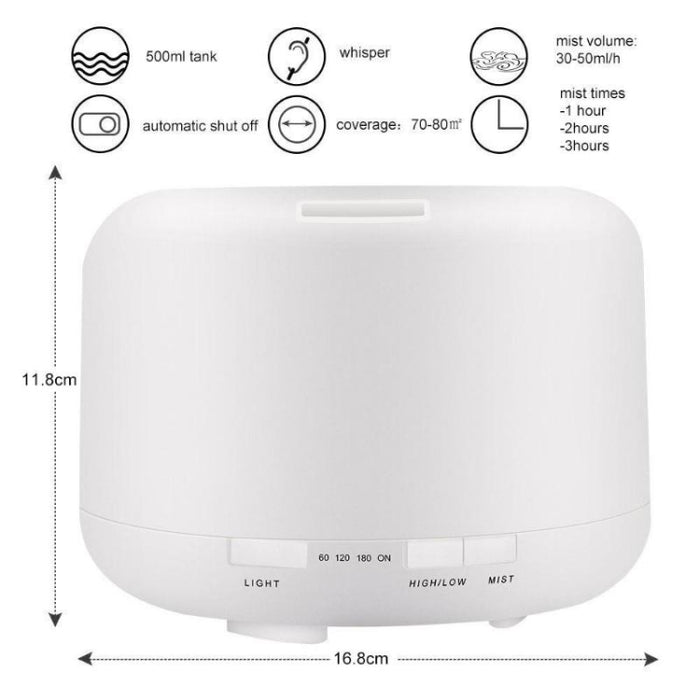 T500 Remote Control Clear White Air Humidifier Automatic Alcohol Sprayer Essential Oil Diffuser Ultrasonic Mist Maker Ultrasonic Aroma Diffuser Atomizer Color LED, Capacity: 500ml, DC 24V, US Plug