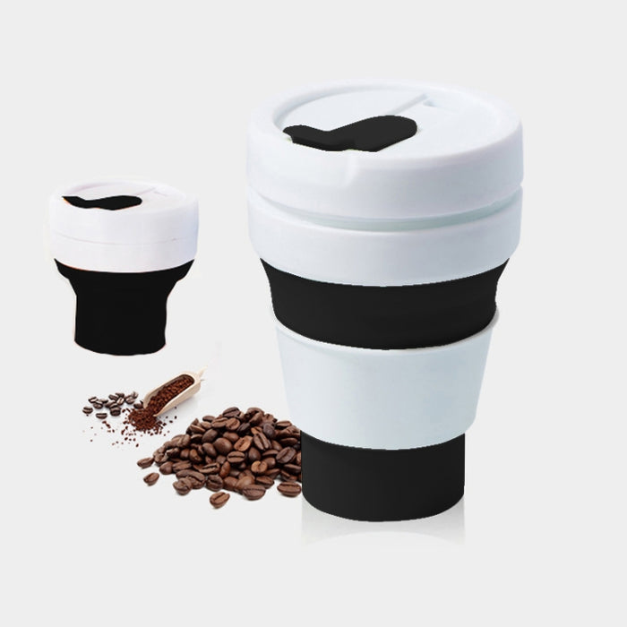 350ml Outdoor Pocket-Sized Coffee Tea Collapsible Travel Mug Silicone Cup with Lid