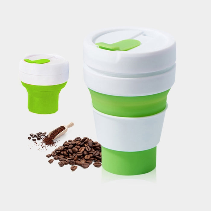 350ml Outdoor Pocket-Sized Coffee Tea Collapsible Travel Mug Silicone Cup with Lid