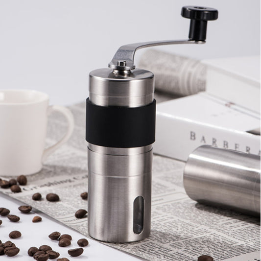 Portable Conical Burr Mill Manual Stainless Steel Hand Crank Coffee Bean Grinder with Silicone Ring, Capacity: 40g