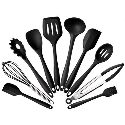 kn7050 10 in 1 Silicone Kitchen Tool Set, Red, Black, Green, Blue