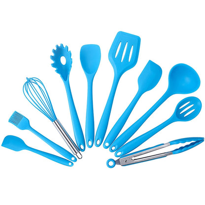 kn7050 10 in 1 Silicone Kitchen Tool Set, Red, Black, Green, Blue