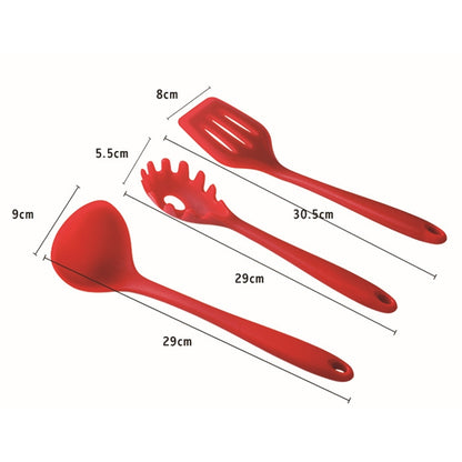 kn7050 10 in 1 Silicone Kitchen Tool Set, Red, Black, Green, Blue