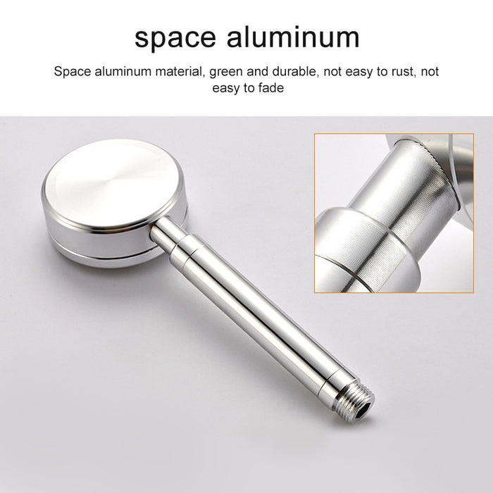 Space Aluminum Round Shape High Pressure Handheld Shower Head Water Saving Bathroom Accessories, Size: 23 x 8.2 x 2cm