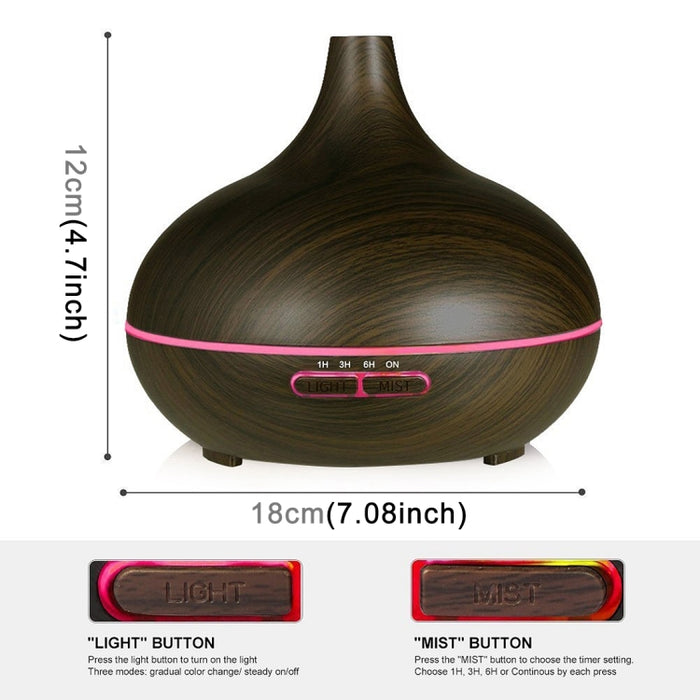 W350 14W 300ML Wood Grain Aromatherapy Air Purifier Humidifier with LED Light for Office / Home Room