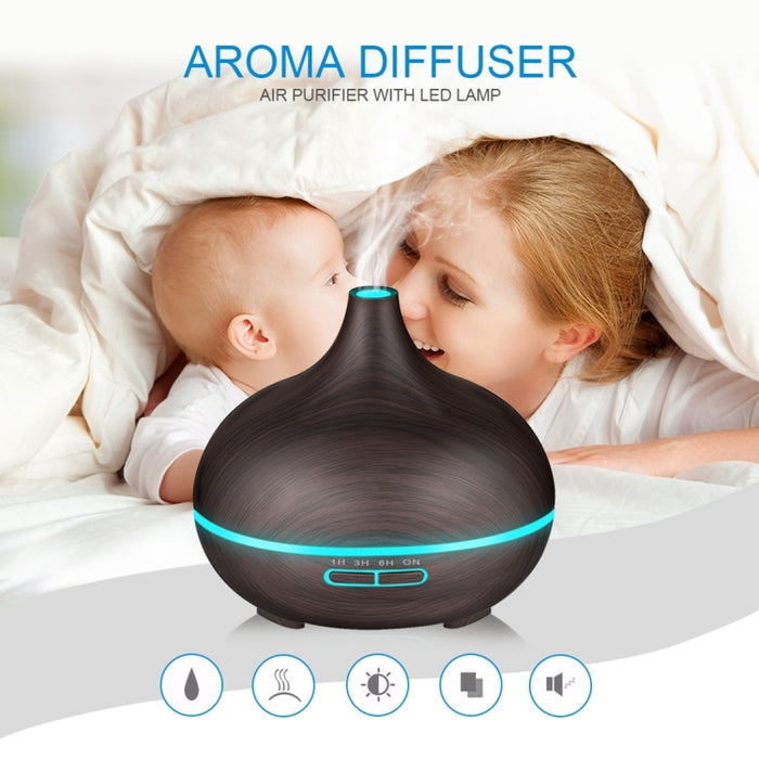 W350 14W 300ML Wood Grain Aromatherapy Air Purifier Humidifier with LED Light for Office / Home Room