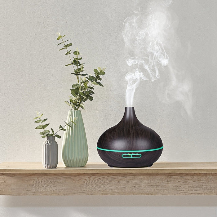 W350 14W 300ML Wood Grain Aromatherapy Air Purifier Humidifier with LED Light for Office / Home Room