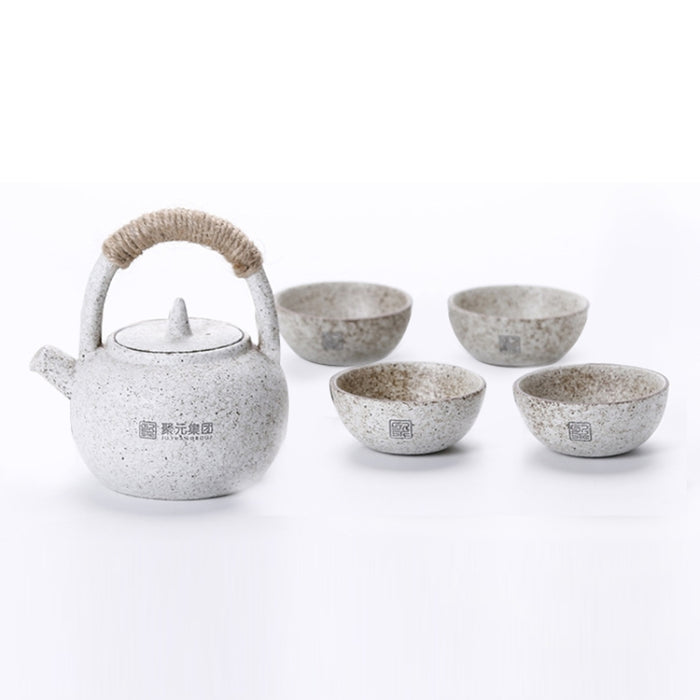 Portable Travel Ceramics Loop Handle Pot Teapot Teacup Set