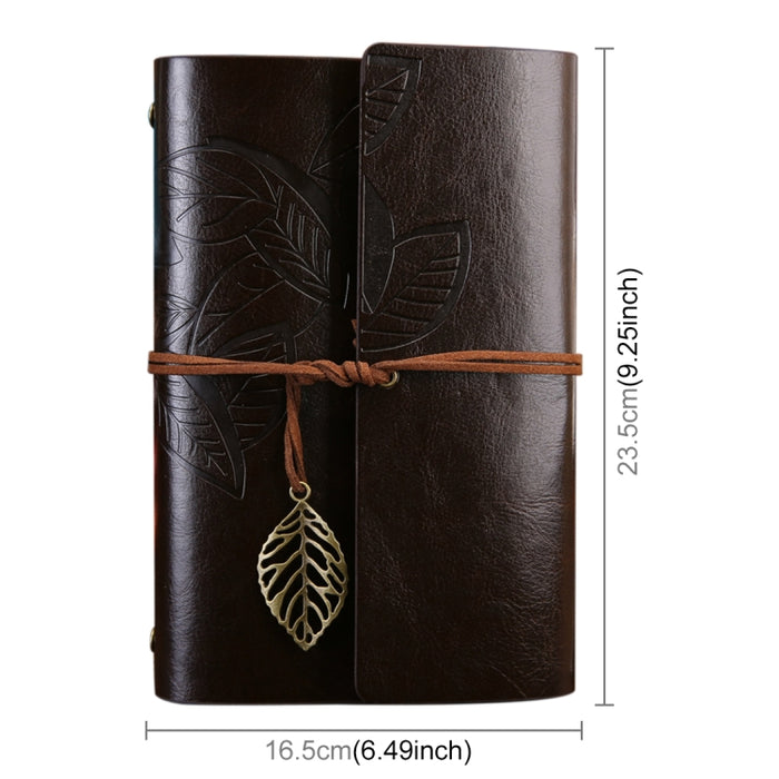 Creative Retro Autumn Leaves Pattern Loose-leaf Travel Diary Notebook, Size: L