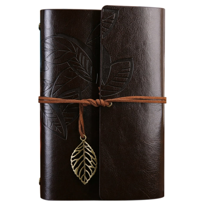 Creative Retro Autumn Leaves Pattern Loose-leaf Travel Diary Notebook, Size: L