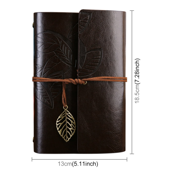 Creative Retro Autumn Leaves Pattern Loose-leaf Travel Diary Notebook, Size: M