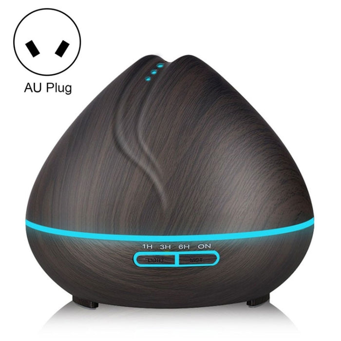 Peach Shape Wood Grain Remote Control Ultrasonic Humidifier Aromatherapy Machine Automatic Alcohol Sprayer with LED Lights, Capacity: 400mL, AU Plug (Light Wood Color)