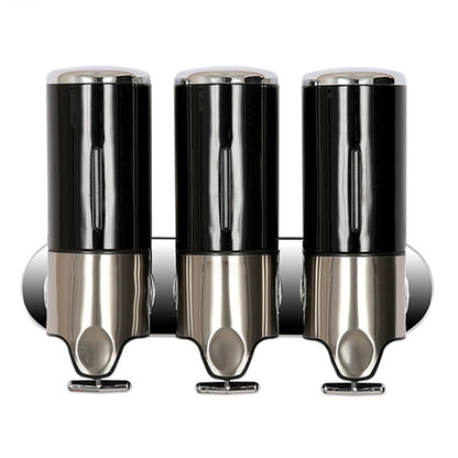 Triple Hotel Shower Manual Dispenser Wall Mounted Washing Liquid Shampoo Soap Bottle, Capacity: 1200ml, 1200ml/Transparent, 1200ml/White, 1200ml/Black, 1200ml/Gold, 1200ml/Red, 1200ml/Silver