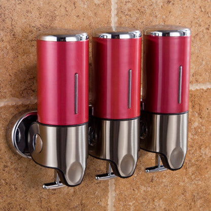 Triple Hotel Shower Manual Dispenser Wall Mounted Washing Liquid Shampoo Soap Bottle, Capacity: 1200ml, 1200ml/Transparent, 1200ml/White, 1200ml/Black, 1200ml/Gold, 1200ml/Red, 1200ml/Silver