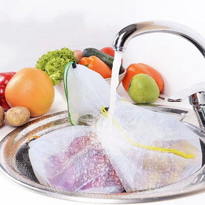 10 PCS Double-Stitched Strength Reusable Fruit Sandwich Pouch Mesh Storage Bags, Size: 30cm x 20cm, Random Color Delivery