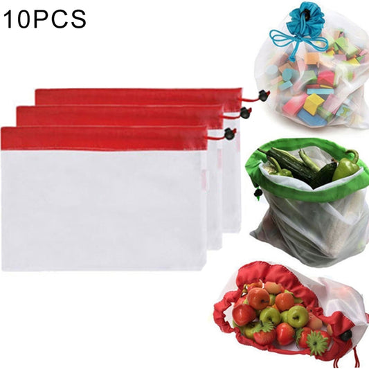 10 PCS Double-Stitched Strength Reusable Fruit Sandwich Pouch Mesh Storage Bags, Size: 30cm x 43cm, Random Color Delivery