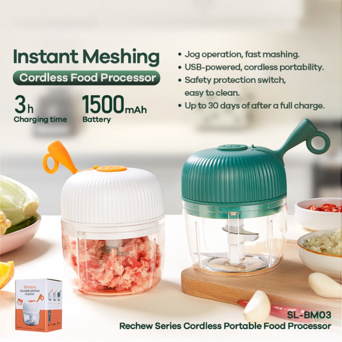 REMAX SL-BM03 Rechew Series Wireless Electric Garlic Stirrer Cordless Portable Food Processor