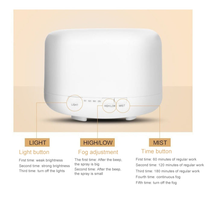 Ultrasonic Aroma Diffuser with Colorful LED Lights (US Plug)