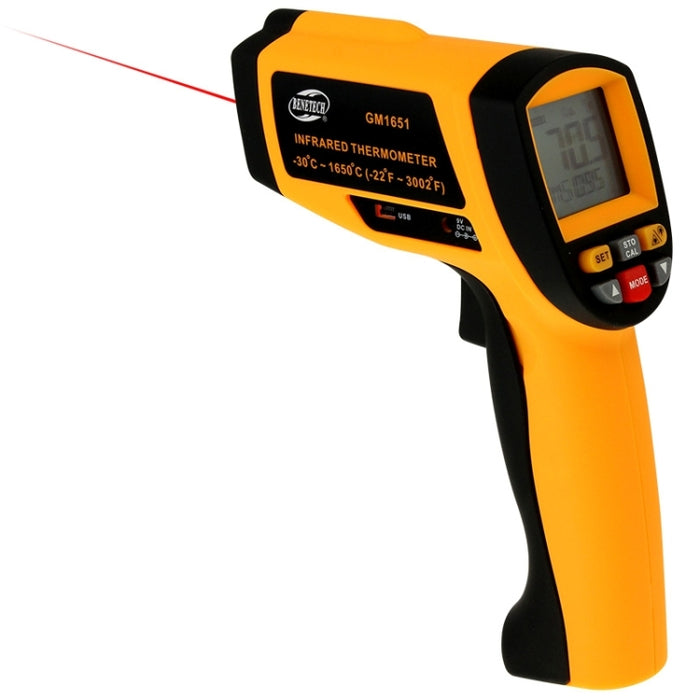 BENETECH GM1651 USB Digital Display Temperature Gun Handheld Infrared IR Thermometer, Measure Range: -30~1650C