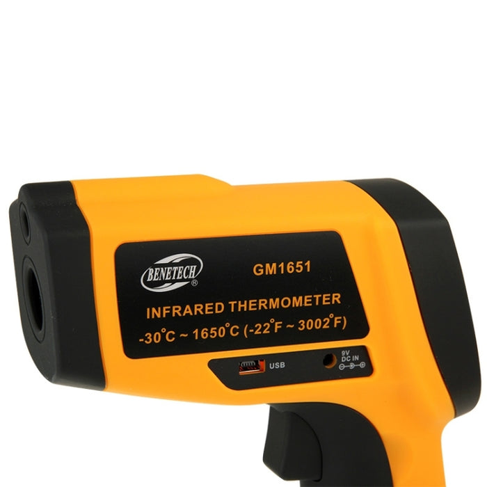 BENETECH GM1651 USB Digital Display Temperature Gun Handheld Infrared IR Thermometer, Measure Range: -30~1650C