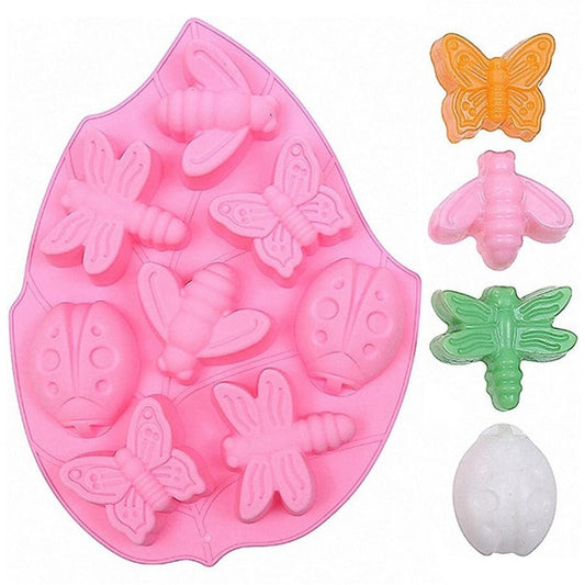 8-in-1 Insect Butterfly Dragonfly Beetle Shaped Silica Cake Mold