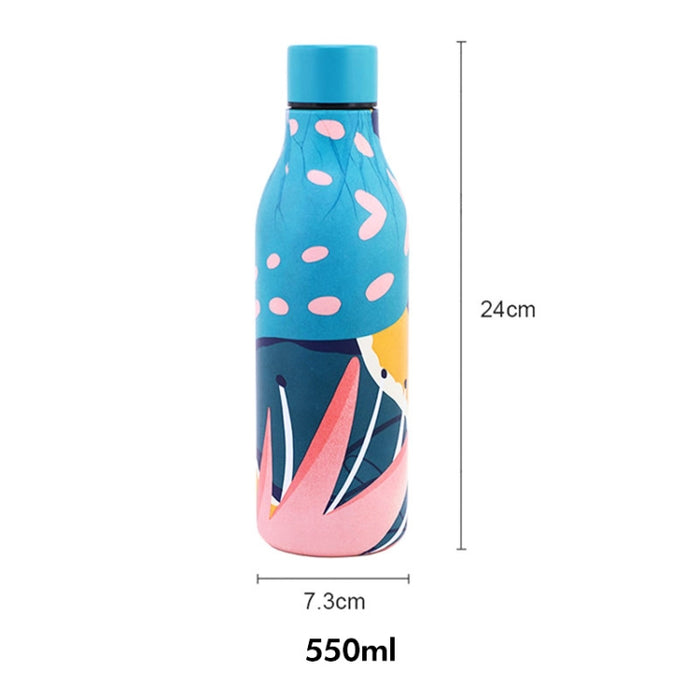 JUNSUNMAY Geometric Patterns Coating 304 Stainless Steel  550ml Water Vacuum Bottle