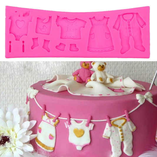 2 PCS Baking Mold Baby Shoes Fondant Cake Mold Kid Clothes Silicone DIY Chocolate West Point Mold