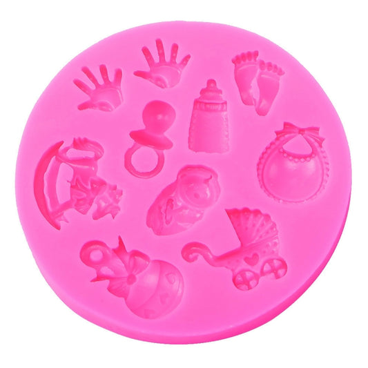 2 PCS Baby Hand Foot Shape DIY Mold Fondant Silicone Cake Chocolate Mold Baking Tool