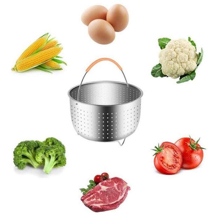 Stainless Steel Steaming Basket Plug-in Silicone Handle Pressure Cooker Steamer Kitchen Cooker Accessories