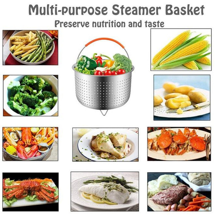 Stainless Steel Steaming Basket Plug-in Silicone Handle Pressure Cooker Steamer Kitchen Cooker Accessories