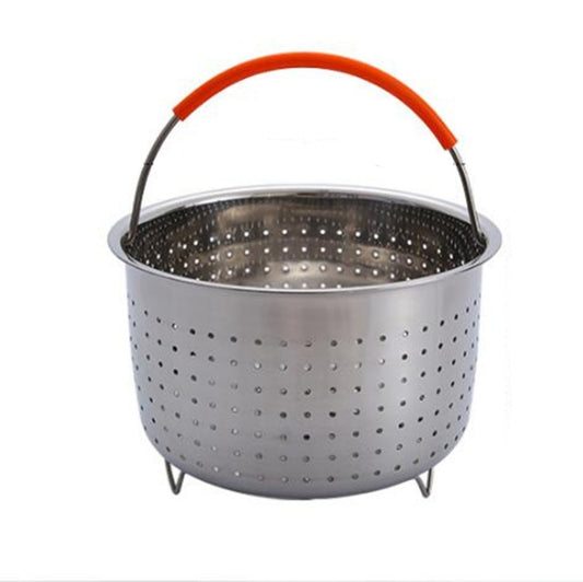 Stainless Steel Steaming Basket Plug-in Silicone Handle Pressure Cooker Steamer Kitchen Cooker Accessories, 3 Quarts, 6 Quarts, 8 Quarts
