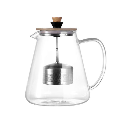 Stainless Steel Infuser Teapot Clear Borosilica Glass Filter Heat Resistant Coffee Puer Tea Pot Heated Container Boiling Kettle