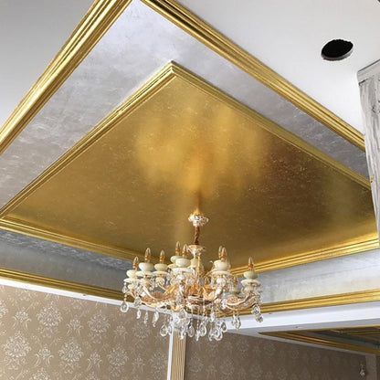 100 PCS 9x9CM Imitation Gold Leaf Hotel Decorative Sticker