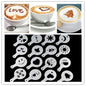 32 PCS Coffee Stencil Filter Coffee Maker Cappuccino Mold Templates Strew Flowers Pad Spray Art Baking Tools, 32 PCS