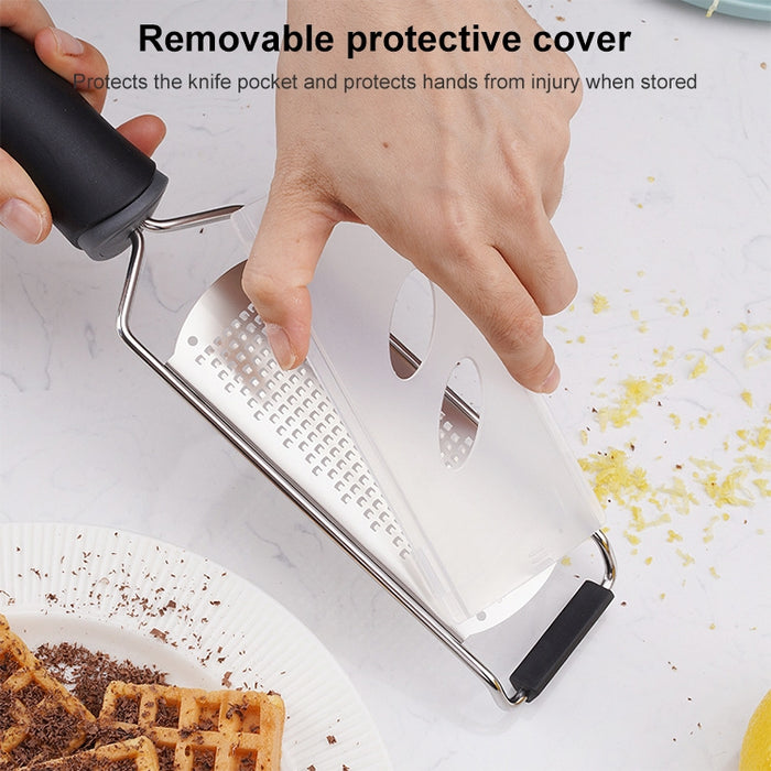 Cheese Grater Stainless Steel Blade Cheese Slicer Lemon Grater Chocolate Scraping Planer with Protective Cover