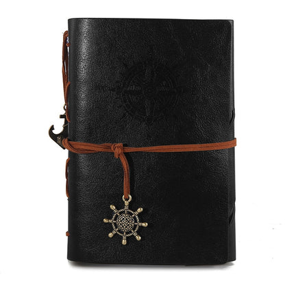 Spiral Notebook Diary Notepad Vintage Pirate Anchors PU Leather Stationery Gift Traveler Journal