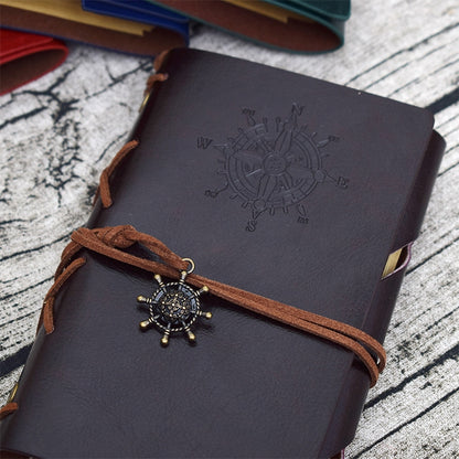 Spiral Notebook Diary Notepad Vintage Pirate Anchors PU Leather Stationery Gift Traveler Journal