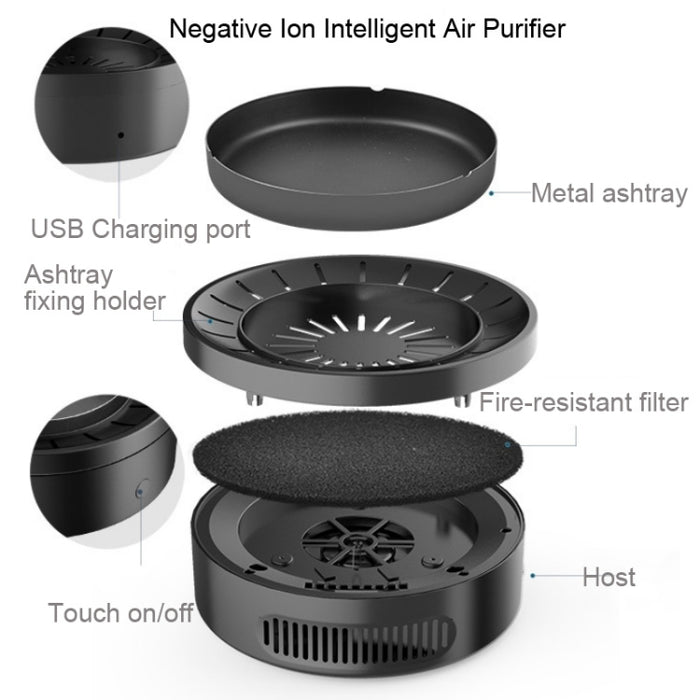 Multifunctional Ashtray Negative Ion Intelligent Air Purifier PM2.5 Home Car Smart Air Freshener Air Cleaner