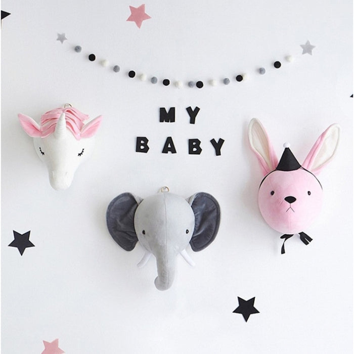 Children Room Wall Stuffed Plush Toy Baby Bedroom Decoration Animal Head Wall Decorate Toy Doll for Kids