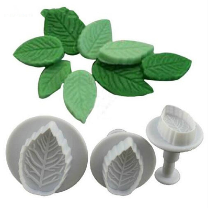 2 Set Cake Rose Leaf Plunger Fondant Decorating Craft Mold Cutter