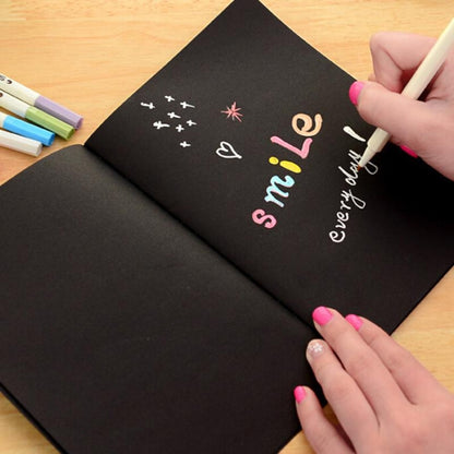 Sketchbook Diary Drawing Painting Graffiti Soft Cover Black Paper Sketch Book Notebook Office School Supplies Gift, L 16K