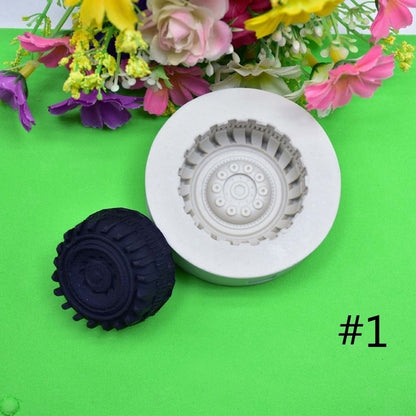 2 PCS DIY Tires Shape Sugar Craft Cake Silicone Mold Fondant Baking Decorating Tools Random Color Delivery