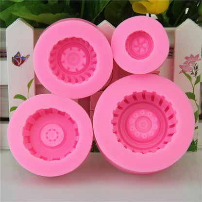 2 PCS DIY Tires Shape Sugar Craft Cake Silicone Mold Fondant Baking Decorating Tools Random Color Delivery, Size 1, Size 2, Size 4