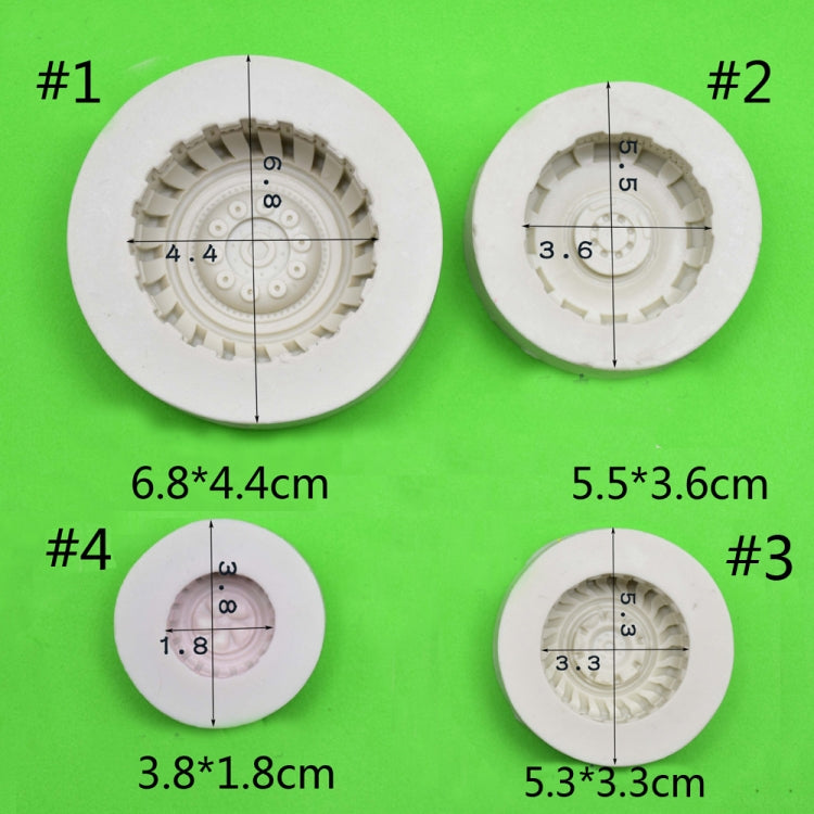 2 PCS DIY Tires Shape Sugar Craft Cake Silicone Mold Fondant Baking Decorating Tools Random Color Delivery, Size 1, Size 2, Size 4
