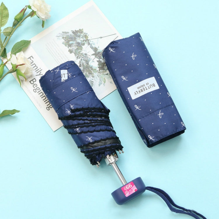 Mini Pocket 5 Folding Umbrella UV Protection Black Plastic Umbrella