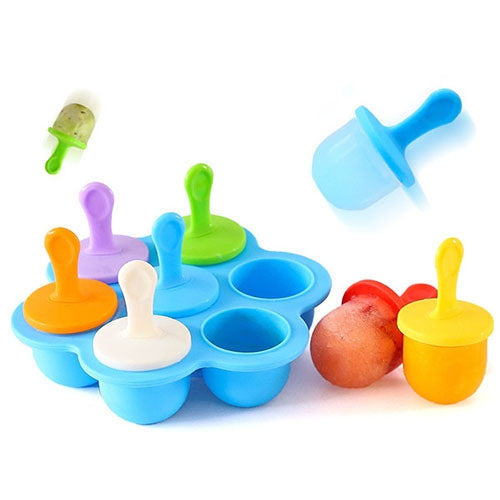 Silicone Mini Ice Pops Mold Ice Cream Ball Lolly Maker Popsicle Molds Baby DIY Food Supplement Tool