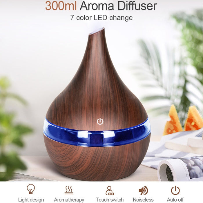 300ml USB Electric Aroma Air Diffuser Wood Ultrasonic Air Humidifier Essential Oil Aromatherapy Cool Mist Maker