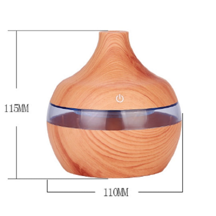 300ML Waterdrop Shape USB Wood Grain Aromatherapy Air Purifier Mute Humidifier