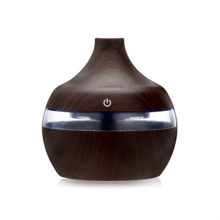 300ML Waterdrop Shape USB Wood Grain Aromatherapy Air Purifier Mute Humidifier