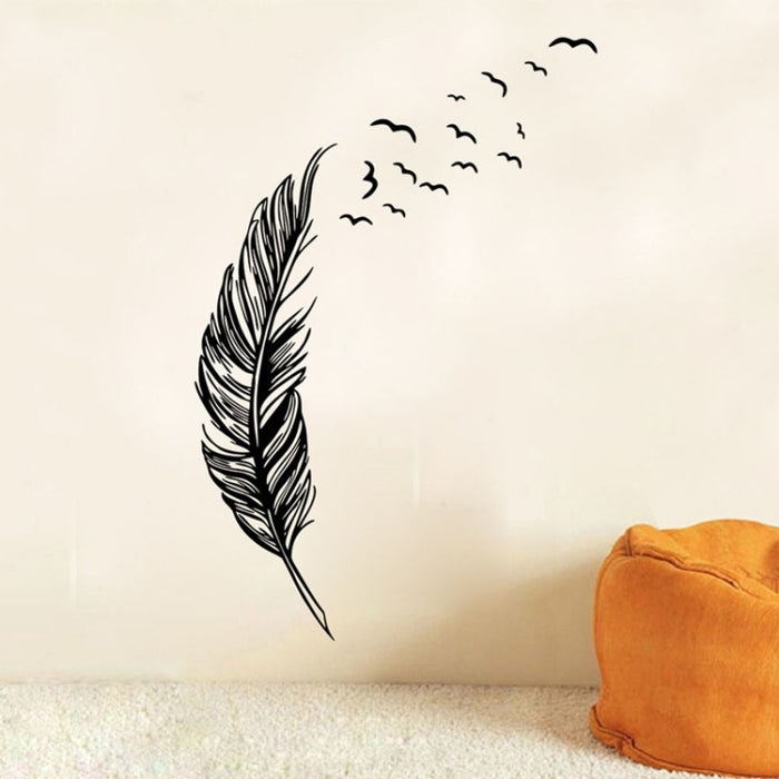 PVC Feather Creative Home Bedroom Sofa Background Wall Sticker